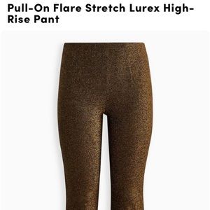 Flare, Stretch Lurex High Rise Pant - Gold